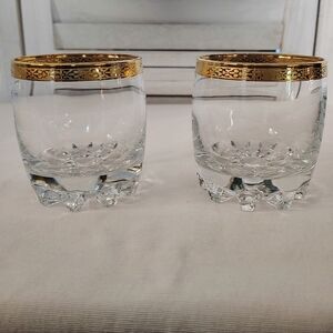 Circleware Crystal Classique Gold Trimmed Double Old Fashioned Glasses Set Of 2
